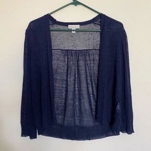 Kim Rogers navy 3/4 sleeve light, sheer cardigan